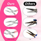Mini Needle Nose Pliers Set, 2Pcs Needle Nosepliers for Jewelry Making, Pink Jewelry Chain Nose Plier, Small Craft Plier with Smooth Jaw and Comfort Grip Handle for Wire Bending Object Grasping - color: Pink