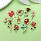 Sailanzi 20pcs Alloy enamel Valentine's Day series rose set Pendant Jewelry Making DIY Keychain Earrings Pendant Various Design Charms for Jewelry Making Bracelets Necklace (SN785) - color: SN785