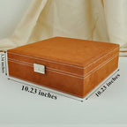 Jewelry Boxes 10 x 10 Inches 2-layer Handle Necklace Holder Organizer Jewellery Women Rings Storage Display Girls Earrings Case Lockable Jewelry Tray GY641 (Caramel) - color: Caramel