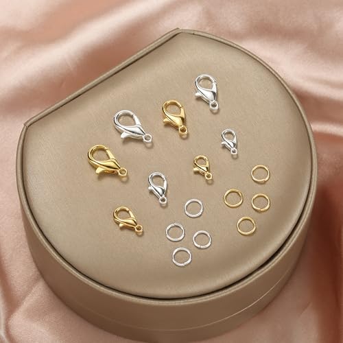 660Pcs Lobster Claw Clasps and Open Jump Rings Set, 4 Sizes of Gold and Silver Jewelry Clasps,Lobster Clasps for Jewelry Making, Keychains and Bracelet