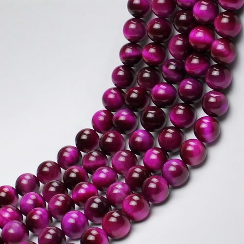 MJDCB Stone Beads 8mm 43pcs Round Rose Red Tiger's Eye Loose Gemstone Bead Charms for Jewelry Making Bracelet Necklace Earring Pendant - color: Rose Red Tiger's Eye, size: 8mm
