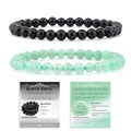 NCB 2.3-Piece 4mm Natural Crystal Gemstone Stretch Bracelets – Handmade Reiki Energy Healing Jewelry for Meditation,Yoga, Unisex - color: 2PCS ( Black Onyx+Green Aventurine ), size: 6mm