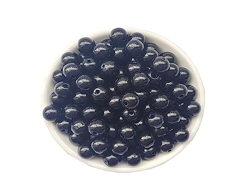 Glass Beads 6mm 140pcs Round Smooth Loose Beads for Bracelet Necklace Jewelry Making Craft DIY（6mm, 50607 Black） - color: Black, size: 6mm