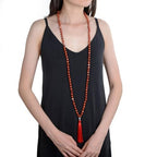Adabele Premium 108 Mala Beads Malas Necklace - Natural Healing Gemstone Tibetan Buddhist Japa Prayer Meditation Reiki Chakra Stone Quartz Rock Women Men Jewelry - style: Red Jasper