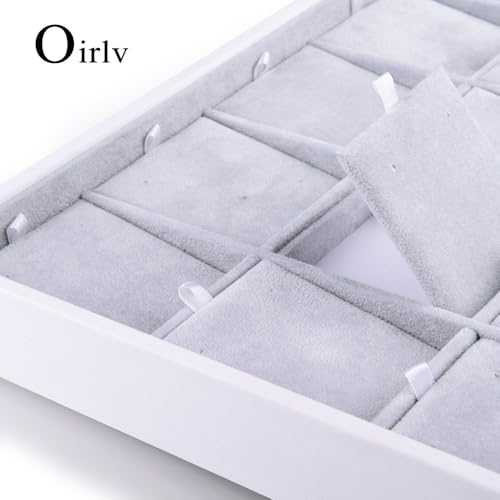 Oirlv Velvet Jewelry Organizer Trays Stackable Showcase Jewelry Display Storage Tray (15 Grids Earrings) - size: 15 Grids Earrings Tray