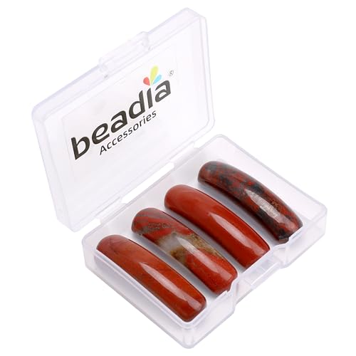 BEADIA Natural Curved Redstone Stone Beads 36x10mm 4pcs for DIY Bracelet Jewelry Making - color: Redstone