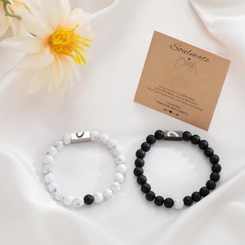 RANKEEF Tiger Eye Bracelet For Men 8MM Natural Stone Stretch Adjustable Black Crystal Beaded Bracelet for Men Women Gifts - color: 2,white,black-B