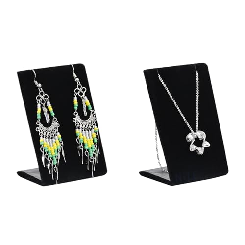 MOOCA Jewelry Display Set, Necklace Display Bust, Earring Organizer, Ring Holder Stand for Showcase and Store, Premium Fabric - color: 2) 7 piece. Black Velvet