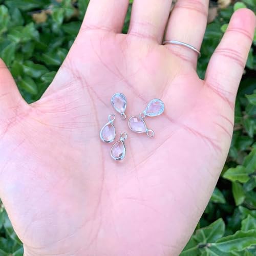 Adabele Grade A Birthstone Pendant Drop 11mm 14mm 16mm Sterling Silver Plated For Personalized Earrings Bracelet Necklace Anklet Pendant Keychain Craft Jewelry Making - color: April (diamond clear), size: 11mm Long - 10pcs