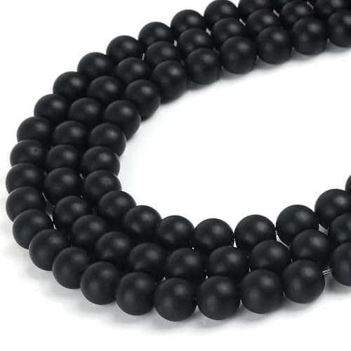 HAAMIIQII 6mm Natural Matte Black Onyx Beads Round Gemstone Loose Beads for Jewelry Making 2 Strands (120-130pcs) - color: Matte Black Onyx, size: 6mm (120-130pcs)