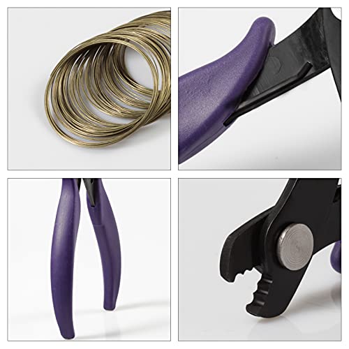 5.5 Inches Memory Wire Cutter for Jewelry Making - Bracelet Making Kit With 200 Bronze Loops - Beading Wire Cuff - color: Bronze