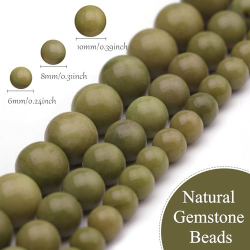 Natural Stone Beads Avocado Jade 8mm Polished Round Smooth Gemstone Beads for Jewelry Making Supplies 15 Inch(45 Beads) - color: Avocado Jade 8mm-45pcs