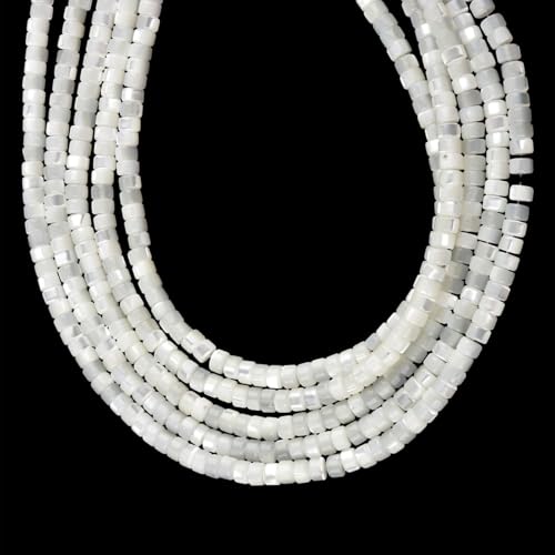 160pcs 4x2mm Natural Mother of Pearl Shell Heishi Disc Flat-Rondelle Spacer White MOP Loose Beads for Jewelry Making 15 Inch - color: Mother of Pearl Shell, size: 4x2mm