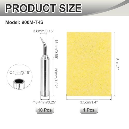MECCANIXITY Pack of 10 900M Solder Tips Internally Heated Soldering Tips with Cleaning Sponge Pad Replacement Welding Accessories Kit for Electrical Solder Station Tip (900M-T-IS) - style: 900M-T-IS