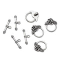 Craftdady 20 Sets Antique Silver Round Flower Toggle Clasps T Bar Closure Ring End Clasps for Bracelet Necklace Making - color: Antique Silver, 19x18mm