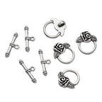 Craftdady 20 Sets Antique Silver Round Flower Toggle Clasps T Bar Closure Ring End Clasps for Bracelet Necklace Making - color: Antique Silver, 19x18mm