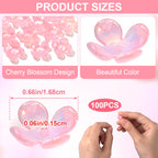 100pcs Cherry Blossom Beads, 5-Petal Acrylic Flower Beads, Mini Spacer Hair Accessories Halloween Christmas for Bracelets Earring Jewelry Making- Pink - color: Pink