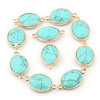 QSLLER 10 Pcs Natural Stone Connectors,Faceted Egg Shape Natural Semi-Precious Stone Pendant Charms DIY for Necklace or Jewelry Making