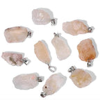 10pcs Irregular Raw Natural Pink Aventurine Rock Stone Pendant Healing Crystal Chakra Gemstone Charm for Jewelry Making DIY Necklace Earrings Accessories Reiki - color: Pink Aventurine