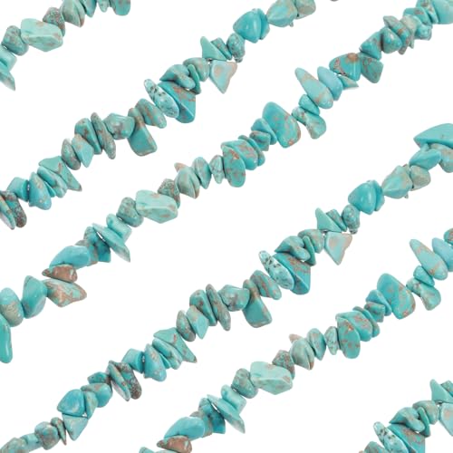 MECCANIXITY 220 Pcs Natural Drilled Turquoise Gemstone Chips Bulk 5mm to 8mm Dia. Irregular Tumbled Crystal Chip Beads for Jewelry Making Craft Supplies (Green Blue) - color: Turquoise, size: 5-8mm