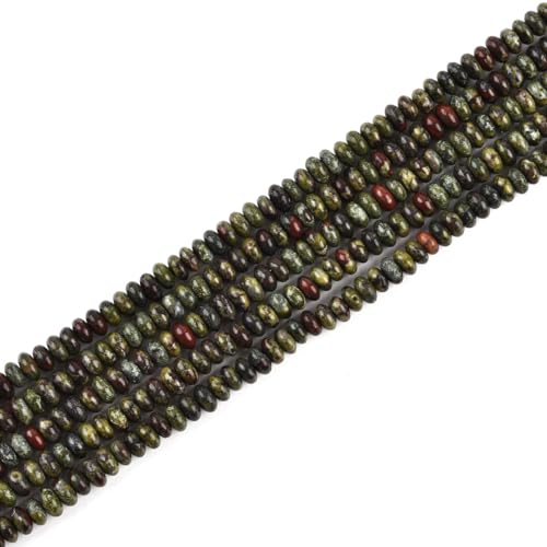 155pcs 4x2mm Natural Dragon Blood Jasper Disk Rondelle Spacer Stone Semi Precious Gemstone Loose Beads for Jewelry Making 15 Inch - color: Dragon Blood Jasper