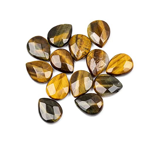 Cherry Blossom Beads Yellow Tiger Eye Beads 12x15mm Faceted Top-Drilled Teardrop - 8 Inch Strand - color: Yellow Tiger Eye