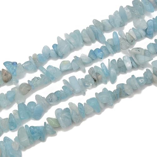 3-5mm Natural Aquamarine Gemstone Chips Loose Beads Semi Precious for Jewelry Making DIY Handmade Craft Supplies 1 Strand per Bag Approxi 32" - color: Aquamarine