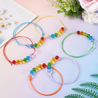 Elecrelive Glass Round Beaded Bracelet Set Clay Beaded Bracelets Stretch Bracelets - color: Colorful