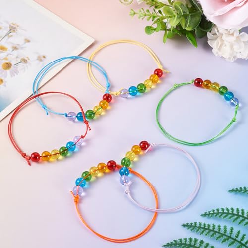 Elecrelive Glass Round Beaded Bracelet Set Clay Beaded Bracelets Stretch Bracelets - color: Colorful