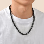 VNOX Paperclip Necklace for Men Women, 4.5/6.5/7mm Solid Diamond-Cut Chunky Stainless Steel Anchor Link Chain Mens Necklaces Jewelry Gifts, 18/20/22/24 Inchs - style: 7MM-Black
