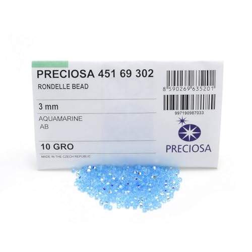 100pcs Authentic Preciosa 3mm (0.12 Inch) Small Faceted Bicone Crystal Loose Beads Aquamarine AB (Blue) Compatible with Swarovski Elements Crystals for Jewelry Making Pre-B361 - color: Aquamarine AB, size: 3mm (0.12 Inch) - 100pcs