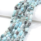 Larimar Pebble Nugget Oval Free Tumbled Stone 6-8mm Natural Gemstone Loose Beads Approx 15.5 inch for DIY Jewelry Making - color: Larimar