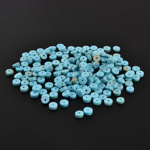 170pcs 5x2mm Natural Blue Turquoise Heishi Disc Rondelle Spacer Stone Semi Precious Gemstone Loose Beads for Jewelry Making 15 Inch - color: Blue Turquoise, size: 5x2mm
