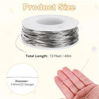M METERXITY 22 Gauge Stainless Steel Craft Wire, 0.6mm 131 ft Bendable Floral Snare Wire for Jewelry Making/Sculpting/Armature Crafting/Floral Bonsai/DIY Crafts - size: 22 Gauge x 131 ft