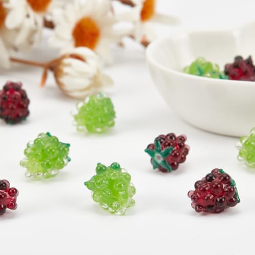 NBEADS 12 Pcs Handmade Lampwork Beads, 14mm Glass Fruit Beads Glass Grape Beads Loose Lampwork Spacer Beads for DIY Necklace Bracelet Earring Jewelry Making Crafts,2 Color