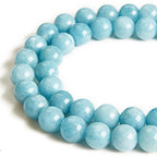 35pcs 10mm Deep Aquamarine Beads Natural Gemstone Beads Round Loose Beads for Jewelry Making - color: Aquamarine, size: 10mm