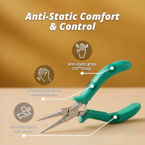Excelta 2843 Medium Round Nose Plier, Jewelry Tool for Safe Wire Loops, Rings, and Wraps, Ideal for Gold, Silver, and Copper Crafts, Electronics Repair, Bench Work, and Small Tool Sets - size: 5.75 Inch, style: Cushioned Grip, Small Nose, 2843