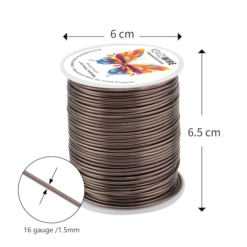 16 Gauge(1.5mm) Aluminum Wire 164 Feet(50 M) KSVZS Bendable Metal Wire for Crafts, Sculpting, Armature, Jewelry Making【3-in-1】+18 Gauge(1.0 mm) 32.8 Ft(10 M)+1 Plier(Brown) - size: 16Gauge, style: Brown