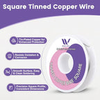 22 Ga Tinned Square Copper Wire 0.64mm x 0.64mm - 30ft Roll, Grayish Silver Finish, Hard Wire for Jewelry Making & Electronics - color: 22 Gauge/0.64x0.64mm, size: Square Tinned Coopper