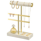 bussdis 2 Tier Bracelet Holder Display - Detachable T Bar Beige Velvet Bracelet Holder, Jewelry Holder Organizer for Bracelet, Necklace, Earrings, Rings - color: Beige