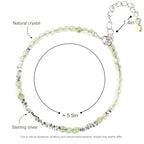 Natural Crystal Cut Bead Bracelet, 925 Silver Faceted Gemstone Jewelry for Women, Handmade Chakra Design Gift for Birthday Christmas Daily Wear - color: Green Prehnite
