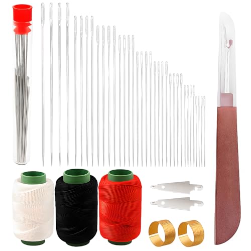 34PCS Big Eye Steel Needles Set, 2025 New Long & Thin Handmade Quilting & Sewing Needles Kit for DIY Sewing Projects, Portable Stainless Steel Needles for Hand Sewing (34)