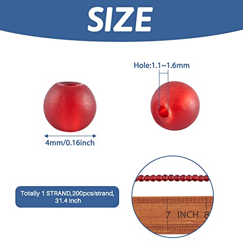 FASHEWELRY 200Pcs Transparent Frosted Glass Bead 4mm Matte Crystal Glass Loose Beads for DIY Jewelry Making (Tomato) - color: Tomato