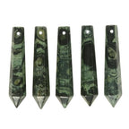 50mm Natural Kambaba Jasper Hexagonal Wand Jewelry Making Crystal Pointed Chakra Reiki Healing Beads 2mm Hole Drilled(Pack of 5) - color: Kambaba Jasper