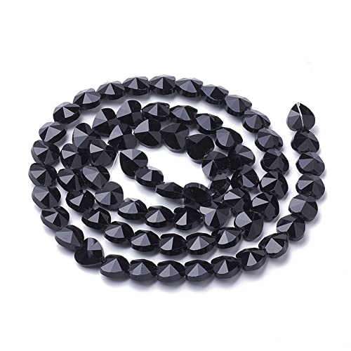 Cheriswelry 100pcs Black Heart Glass Beads 14mm Transparent Faceted Crystal Mini Loose Spacer Love Heart Beads for DIY Earring Bracelet Necklace Jewelry Making - color: Black