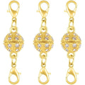 Magnetic Crystal Ball Jewelry Clasps Set, Gold and Silver Plated, Easy-to-Use Connectors with Lobster Closures for Necklaces (3pcs Golden) - color: 3pcs golden