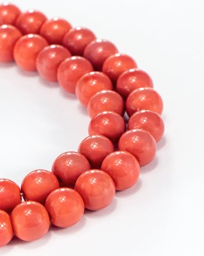 8mm Glass Beads 46PCS Glass Beads for Jewelry Making Charm Round Loose Bead for Bracelet Making Kit (Red Glass) - color: Red Glass