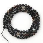 120pcs 3mm Natural Black Striped Agate Gemstone Beads Faceted Round Loose Stone Beads for Jewelry Making (1 Strand) - color: Black Striped Agate, size: 2.8-3.3mm