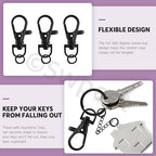 Swpeet 125Pcs Black Keychain Making Set, 25Pcs Swivel Lanyard Snap Hook, 25P Keychain Ring, 25P Extender Chains, 50P Open Jump Rings, Swivel Lobster Clasps, Keychains Clips - color: Black