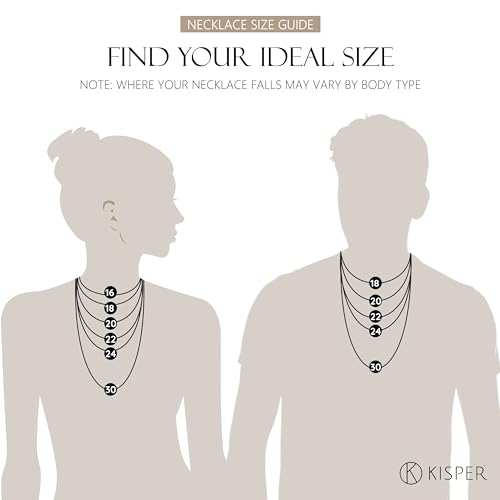 KISPER 24k Gold Cable Link Chain Necklace – Thin, Dainty, Gold Plated Stainless Steel Jewelry for Women & Men with Spring Ring Clasp
